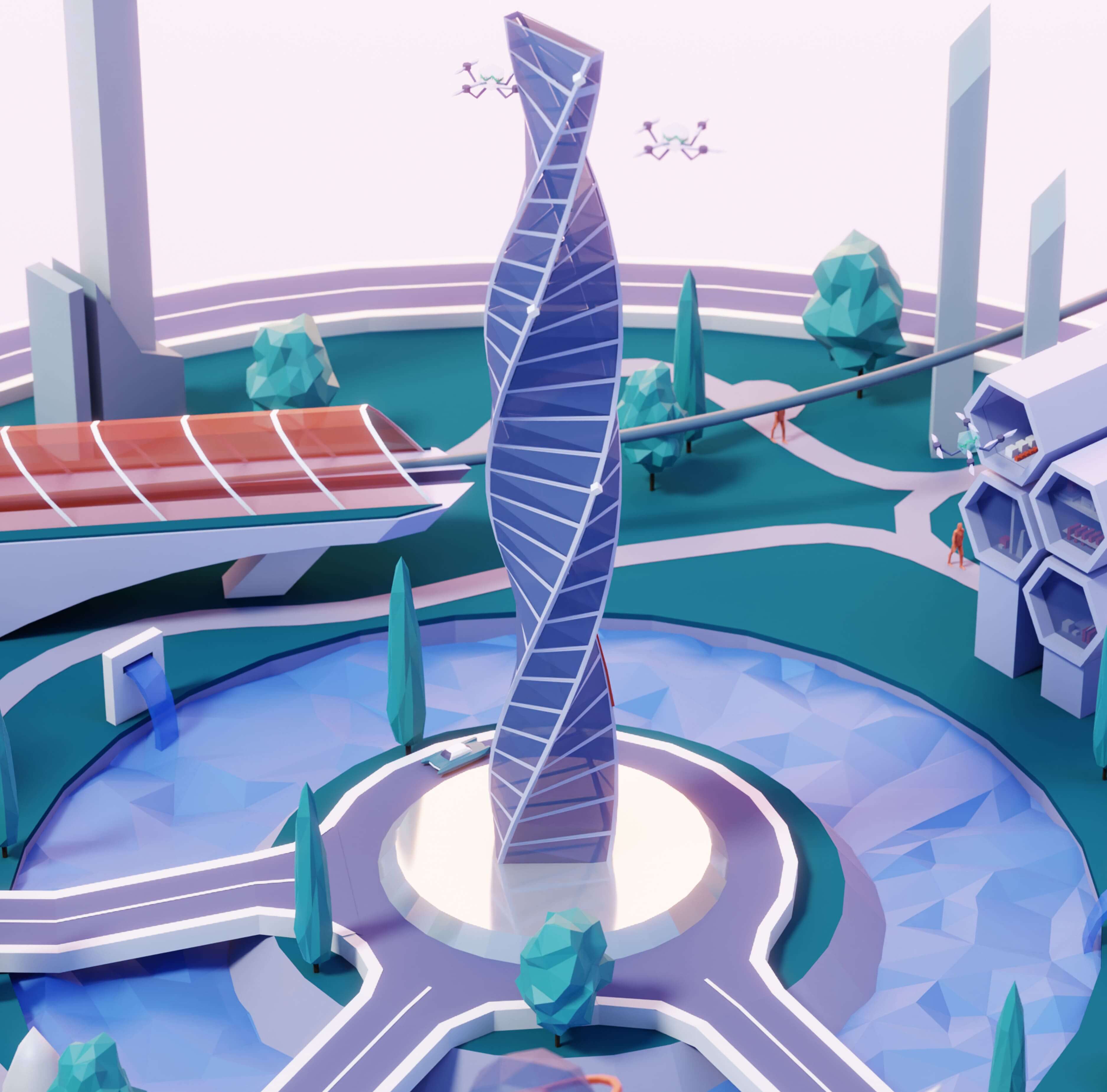 illustration of a futuristic city